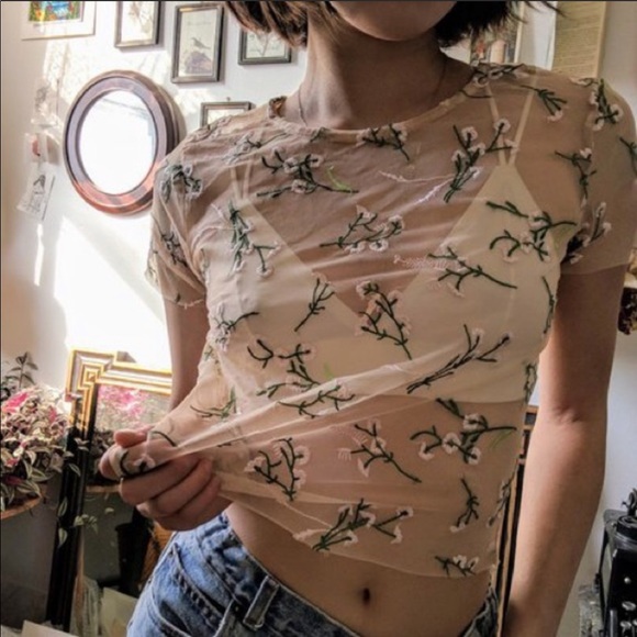 Urban Outfitters Tops - Urban Outfitters Floral Embroidered Crop Top